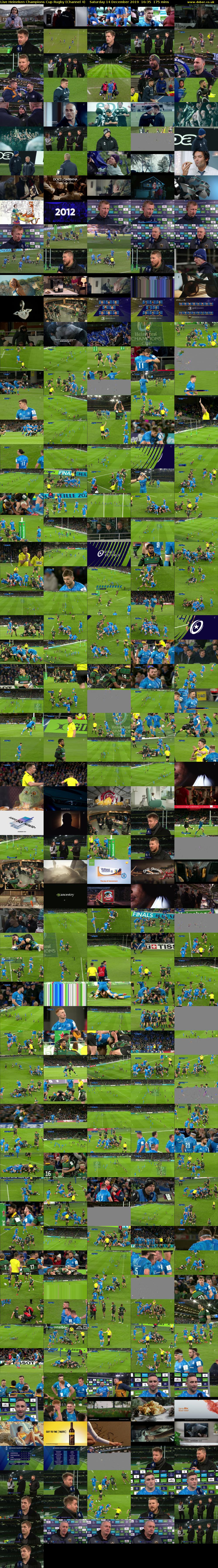 Live Heineken Champions Cup Rugby (Channel 4) Saturday 14 December 2019 16:35 - 19:30