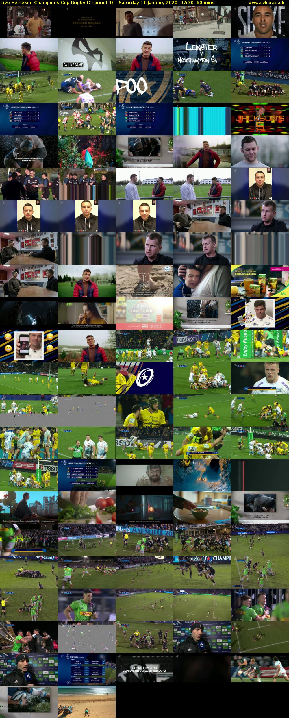 Live Heineken Champions Cup Rugby (Channel 4) Saturday 11 January 2020 07:30 - 08:30