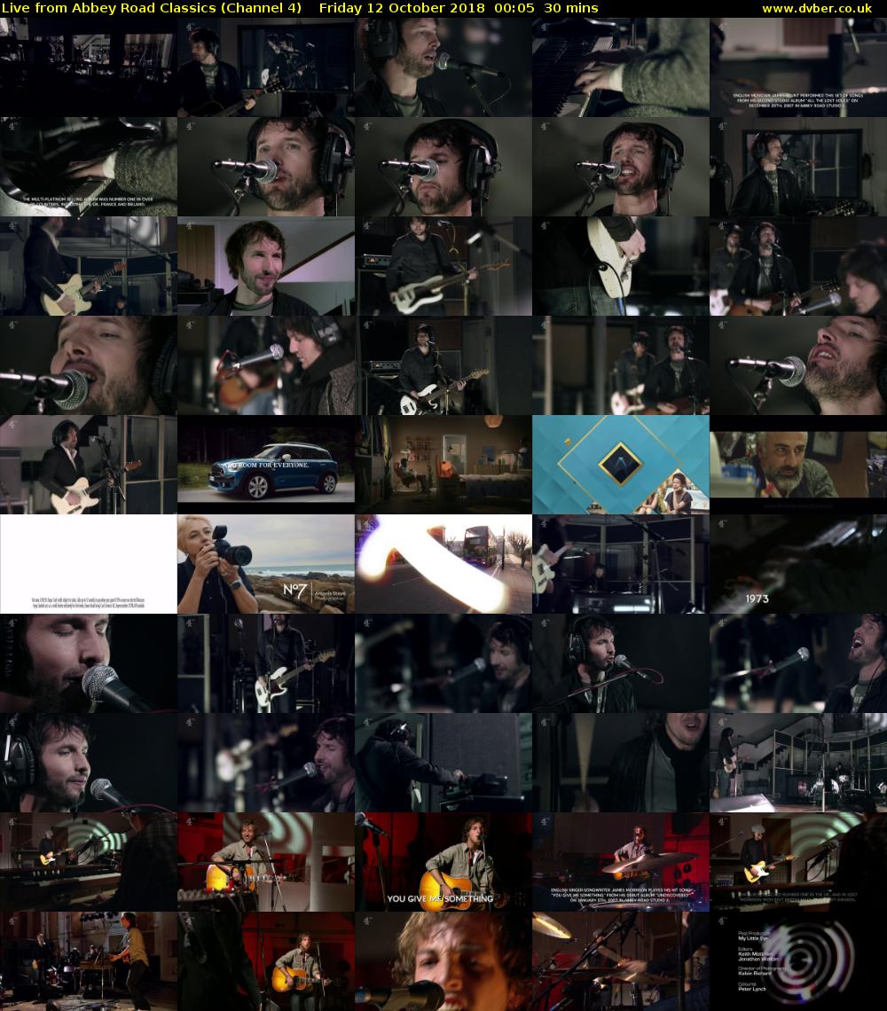 Live from Abbey Road Classics (Channel 4) Friday 12 October 2018 00:05 - 00:35