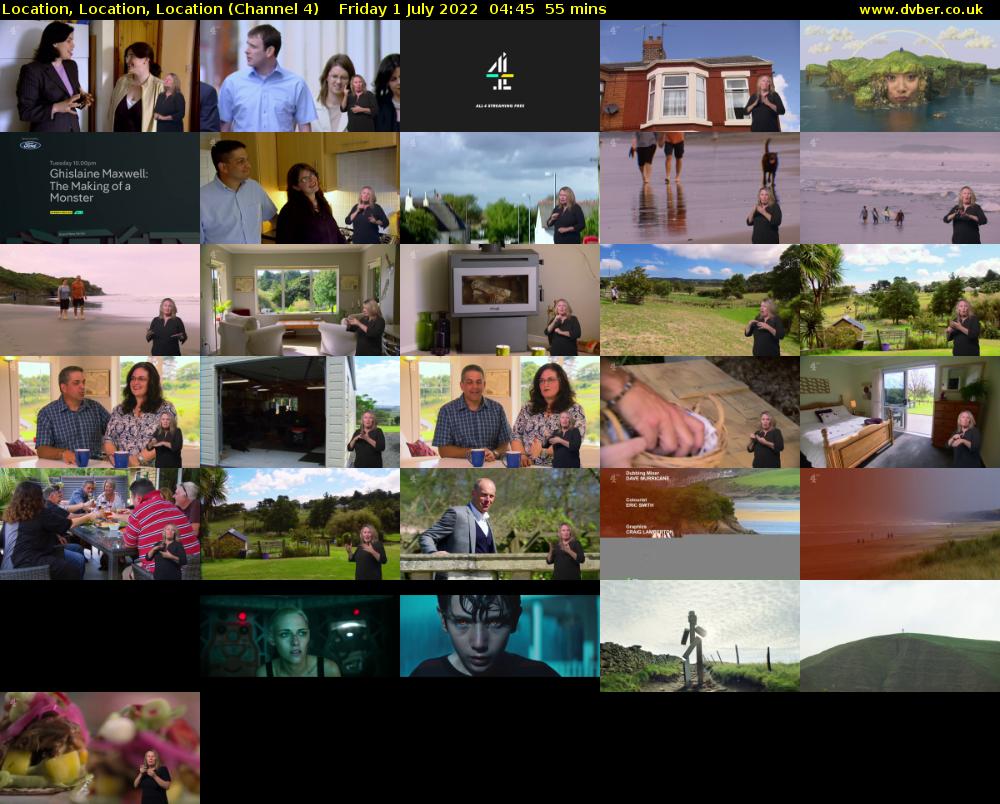 Location, Location, Location (Channel 4) Friday 1 July 2022 04:45 - 05:40