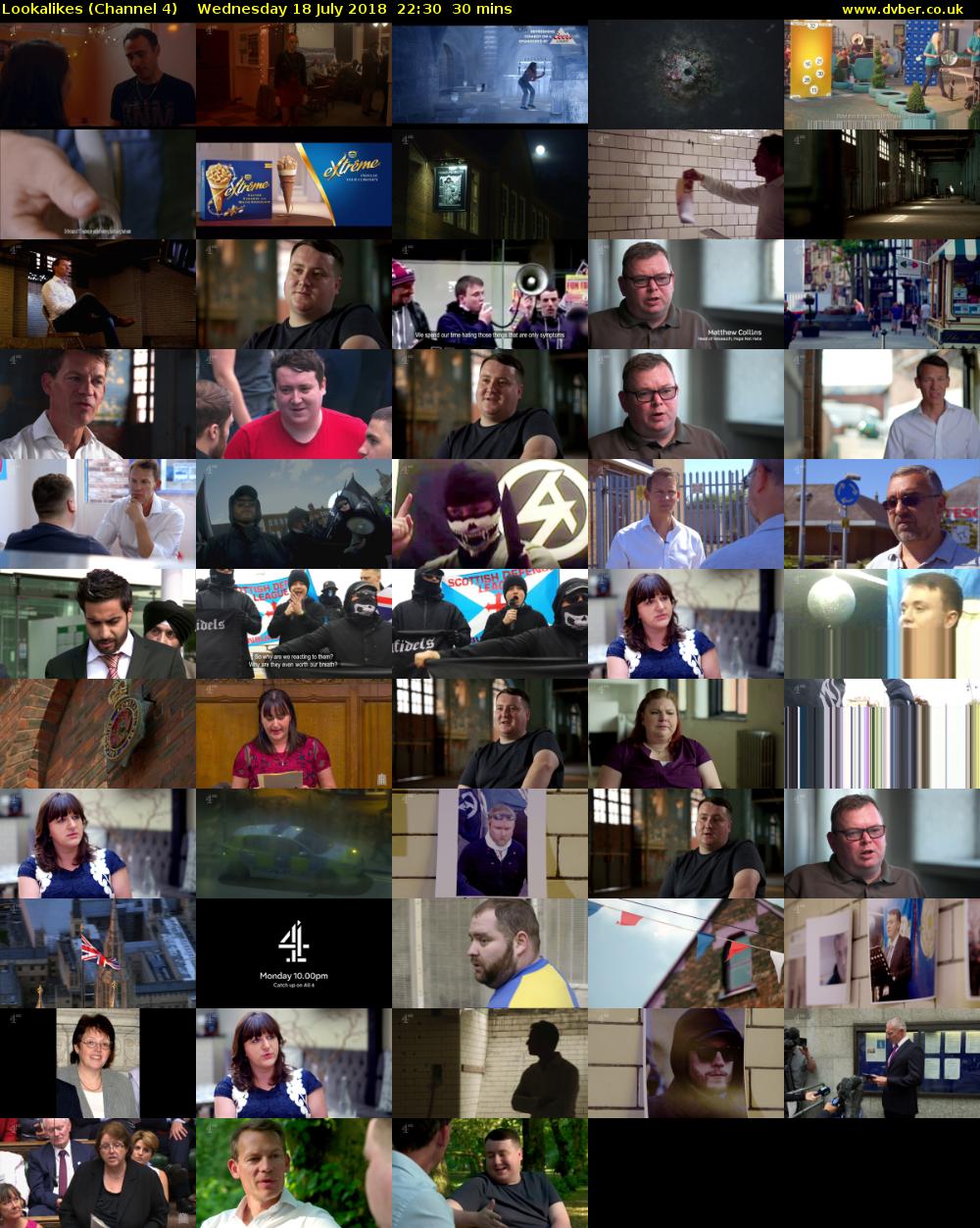 Lookalikes (Channel 4) Wednesday 18 July 2018 22:30 - 23:00