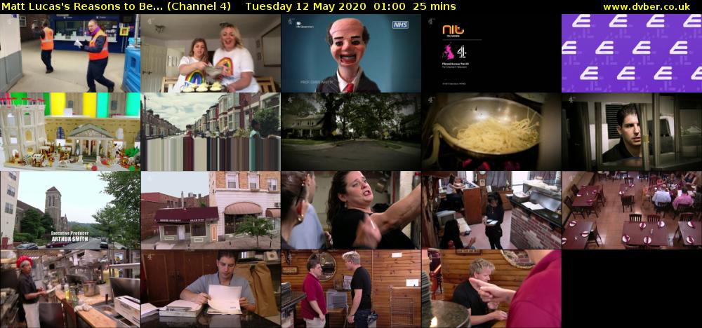 Matt Lucas's Reasons to Be... (Channel 4) Tuesday 12 May 2020 01:00 - 01:25