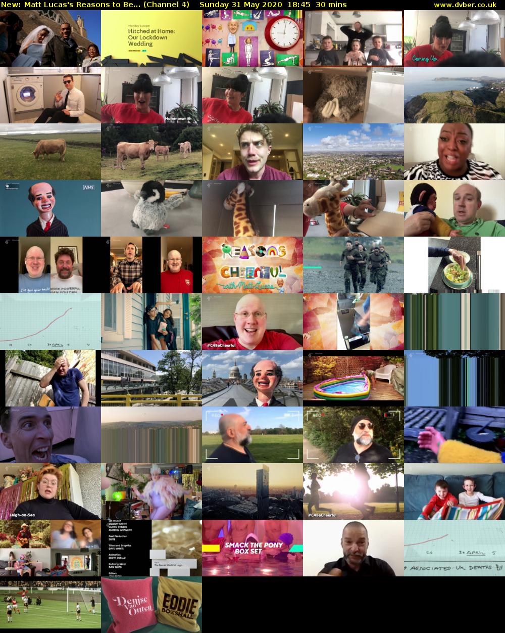 Matt Lucas's Reasons to Be... (Channel 4) Sunday 31 May 2020 18:45 - 19:15
