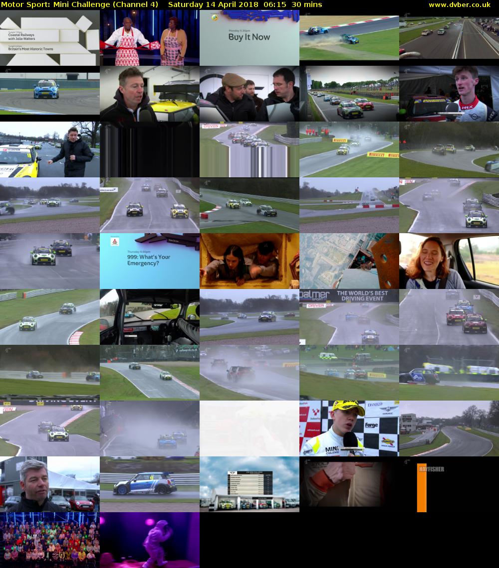 Motor Sport: Mini Challenge (Channel 4) Saturday 14 April 2018 06:15 - 06:45