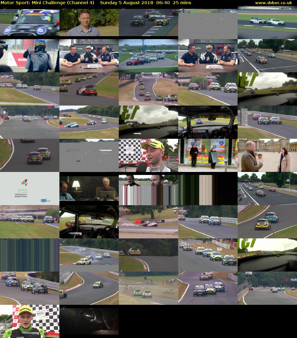 Motor Sport: Mini Challenge (Channel 4) Sunday 5 August 2018 06:40 - 07:05