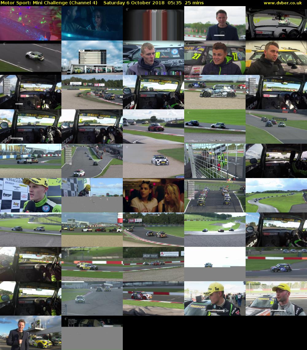 Motor Sport: Mini Challenge (Channel 4) Saturday 6 October 2018 05:35 - 06:00