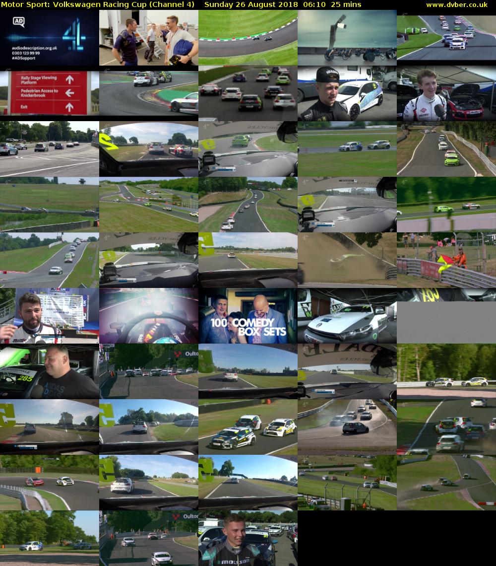 Motor Sport: Volkswagen Racing Cup (Channel 4) Sunday 26 August 2018 06:10 - 06:35