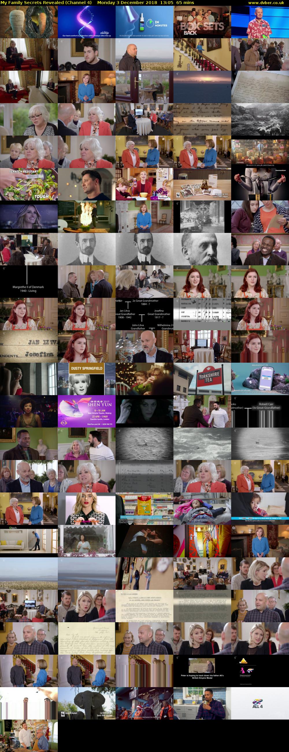 My Family Secrets Revealed (Channel 4) Monday 3 December 2018 13:05 - 14:10