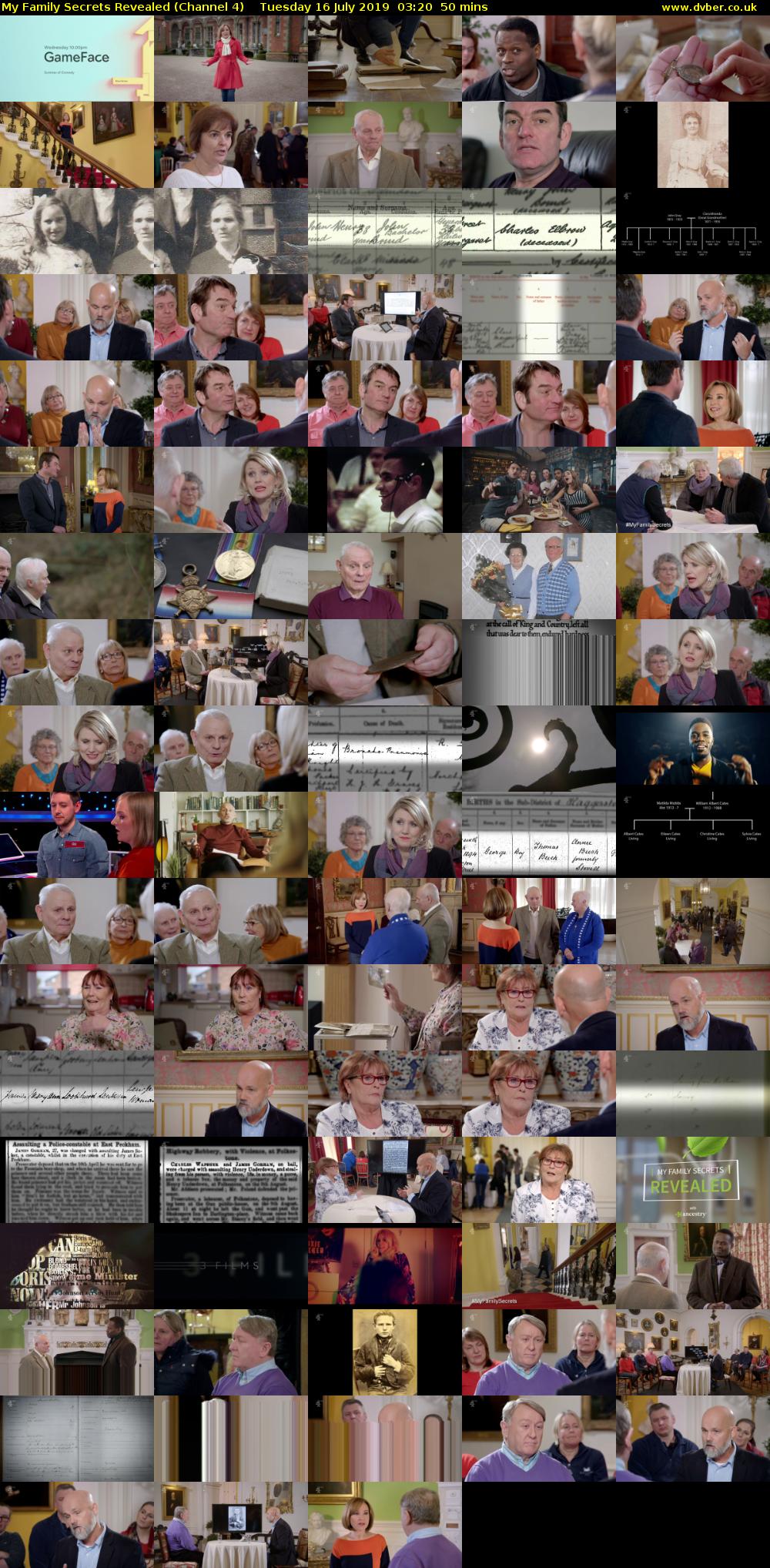My Family Secrets Revealed (Channel 4) Tuesday 16 July 2019 03:20 - 04:10