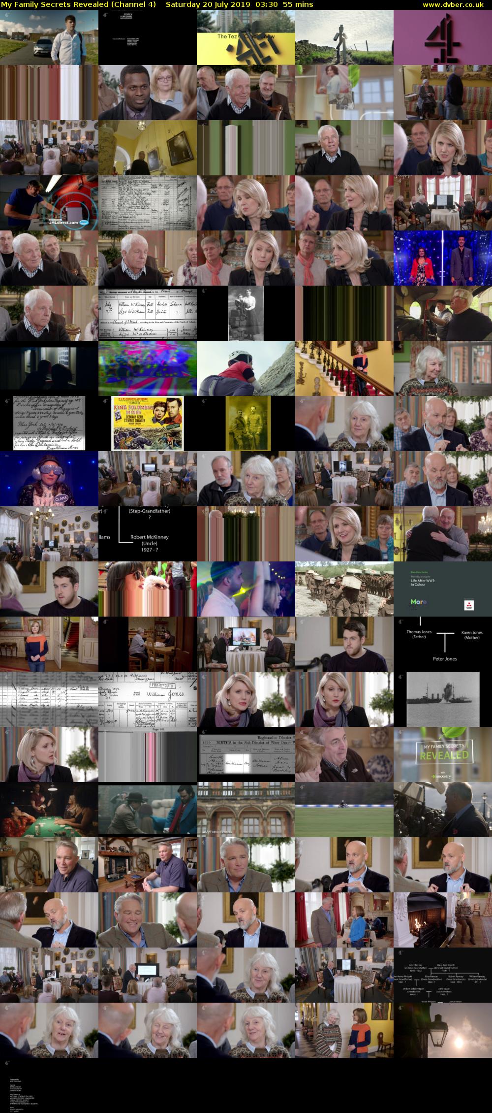 My Family Secrets Revealed (Channel 4) Saturday 20 July 2019 03:30 - 04:25