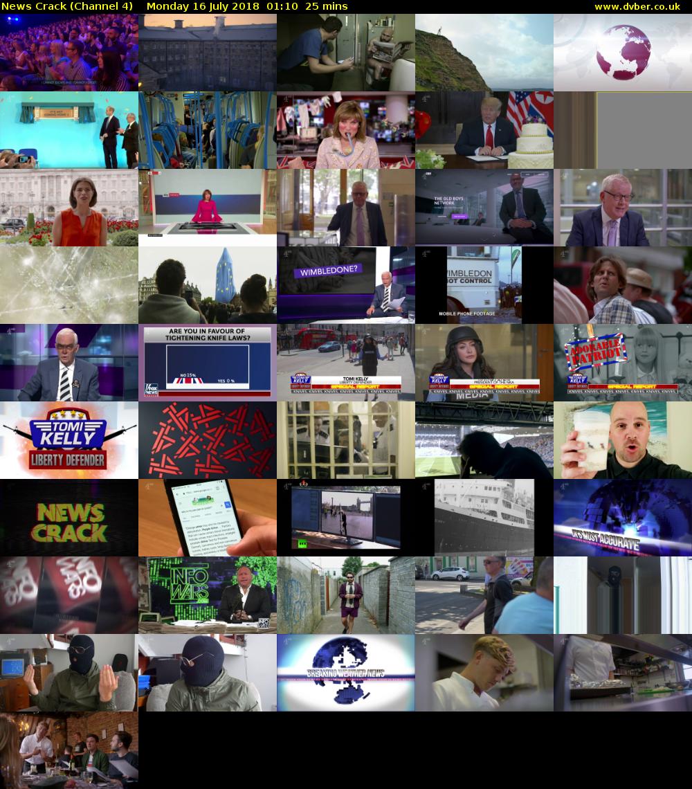News Crack (Channel 4) Monday 16 July 2018 01:10 - 01:35