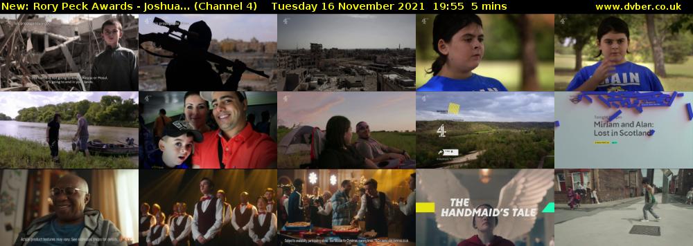 Rory Peck Awards - Joshua... (Channel 4) Tuesday 16 November 2021 19:55 - 20:00