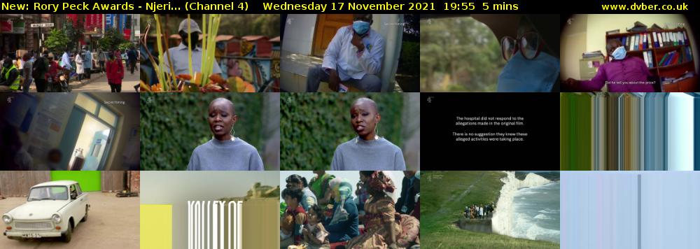 Rory Peck Awards - Njeri... (Channel 4) Wednesday 17 November 2021 19:55 - 20:00
