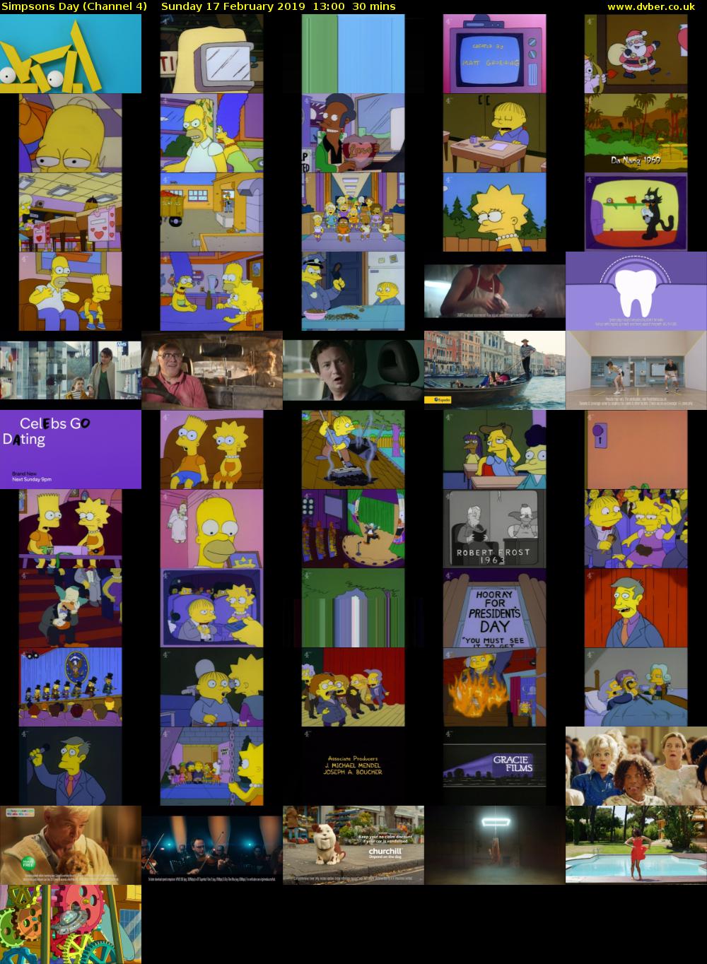 Simpsons Day (Channel 4) Sunday 17 February 2019 13:00 - 13:30