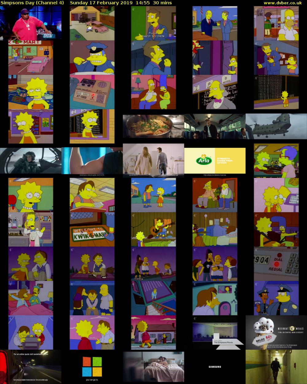 Simpsons Day (Channel 4) Sunday 17 February 2019 14:55 - 15:25