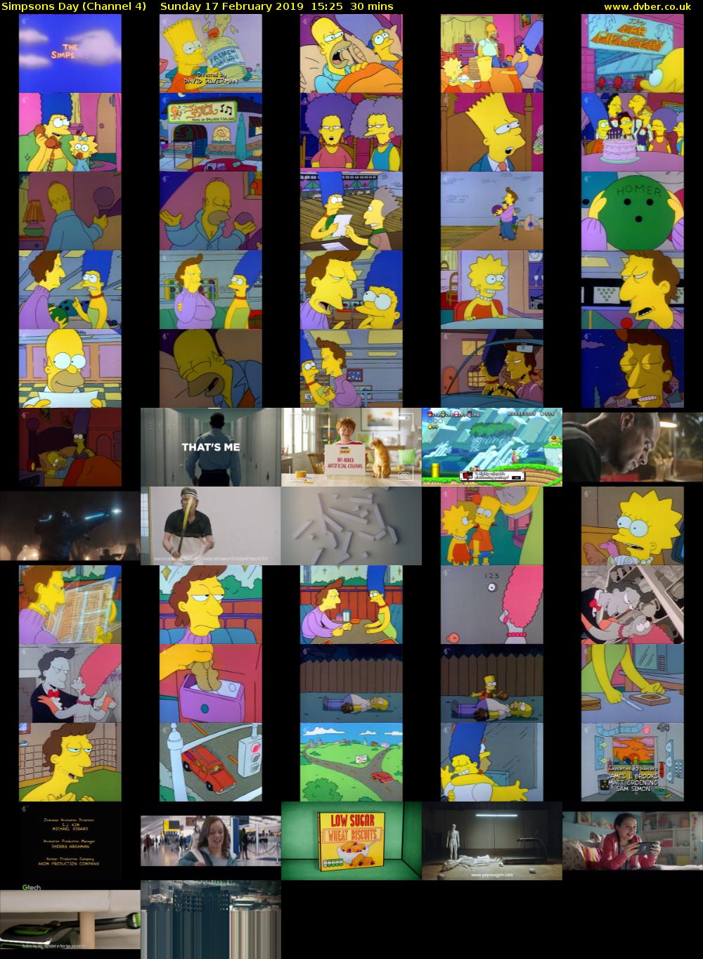 Simpsons Day (Channel 4) Sunday 17 February 2019 15:25 - 15:55