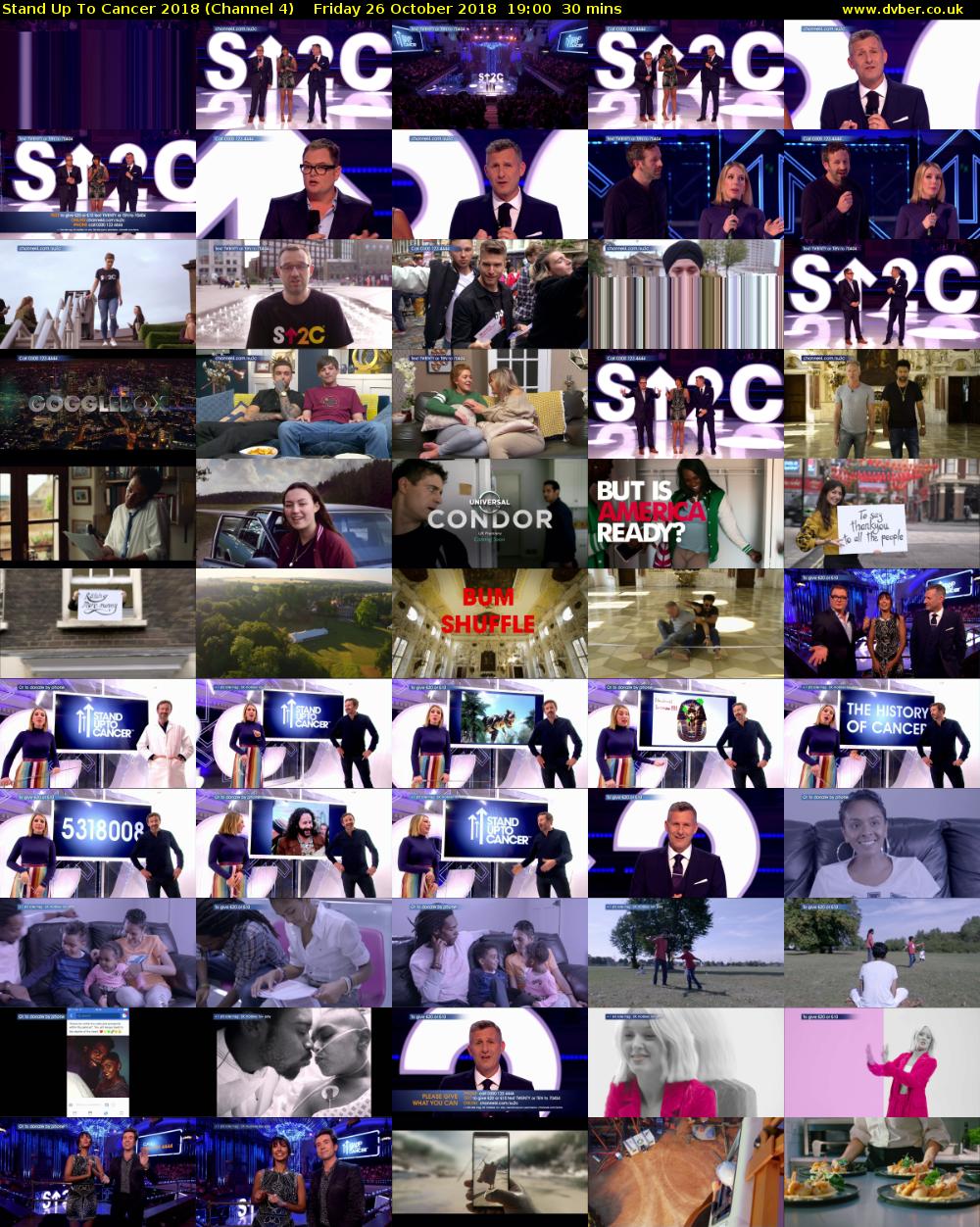 Stand Up To Cancer 2018 (Channel 4) Friday 26 October 2018 19:00 - 19:30