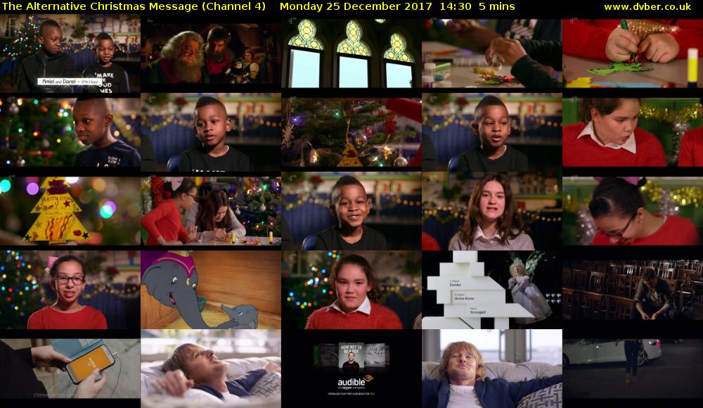 The Alternative Christmas Message (Channel 4) Monday 25 December 2017 14:30 - 14:35