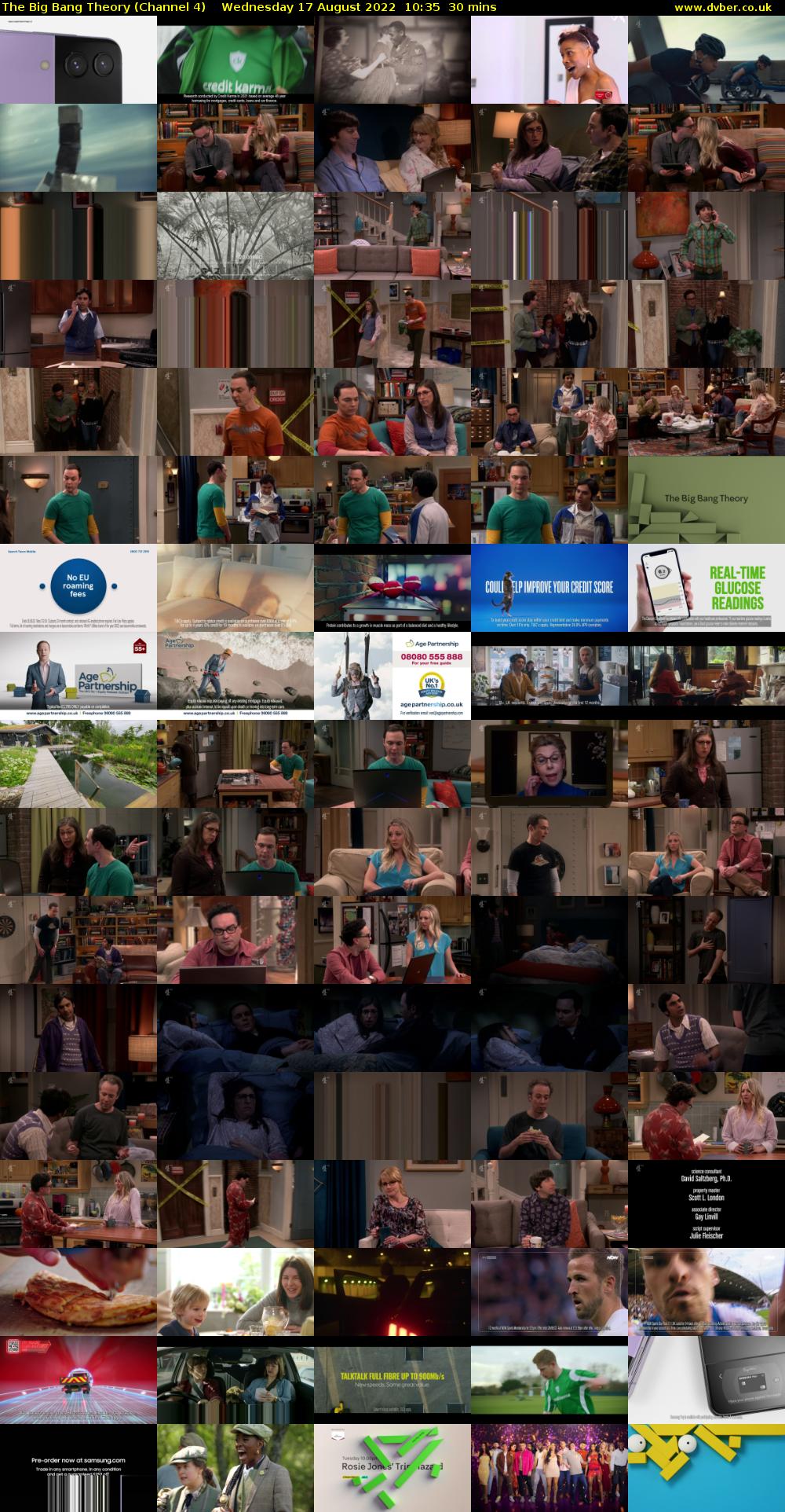 The Big Bang Theory (Channel 4) Wednesday 17 August 2022 10:35 - 11:05