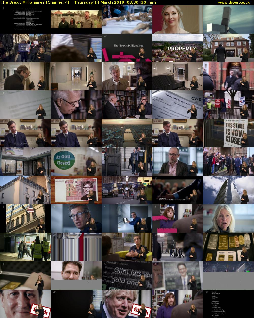 The Brexit Millionaires (Channel 4) Thursday 14 March 2019 03:30 - 04:00