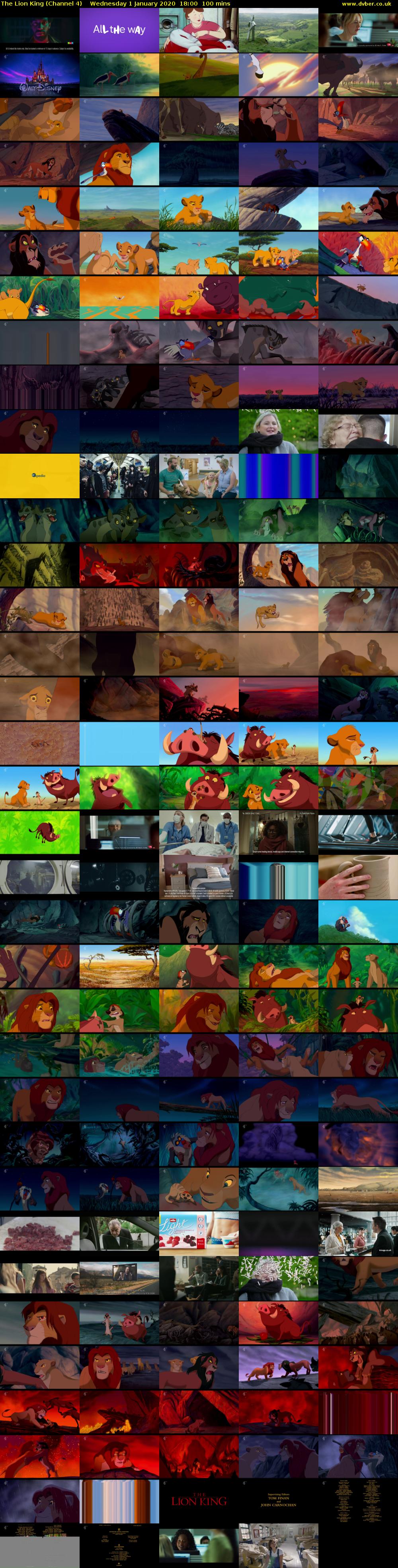 The Lion King (Channel 4) Wednesday 1 January 2020 18:00 - 19:40