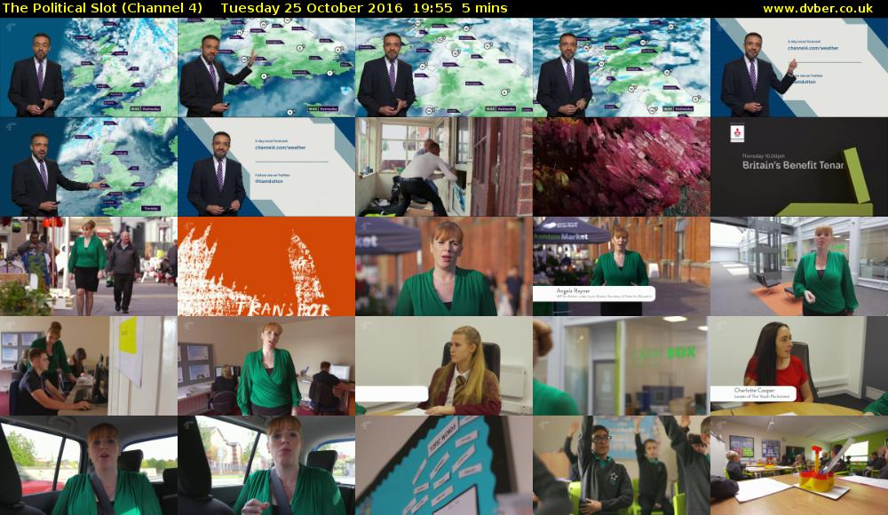 The Political Slot (Channel 4) Tuesday 25 October 2016 19:55 - 20:00