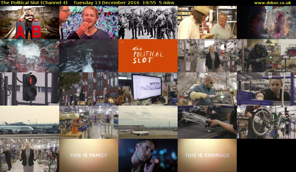 The Political Slot (Channel 4) Tuesday 13 December 2016 19:55 - 20:00