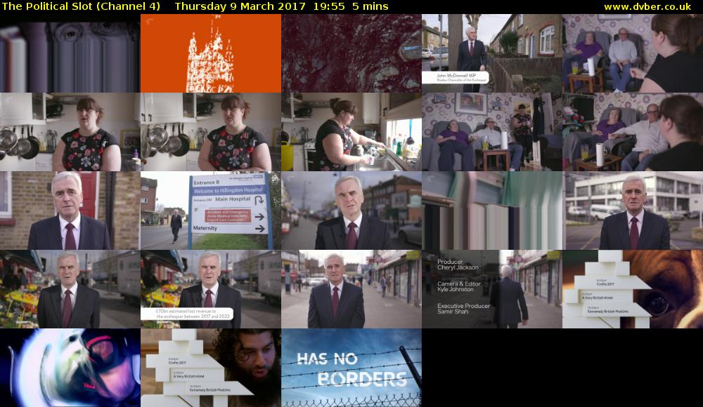 The Political Slot (Channel 4) Thursday 9 March 2017 19:55 - 20:00