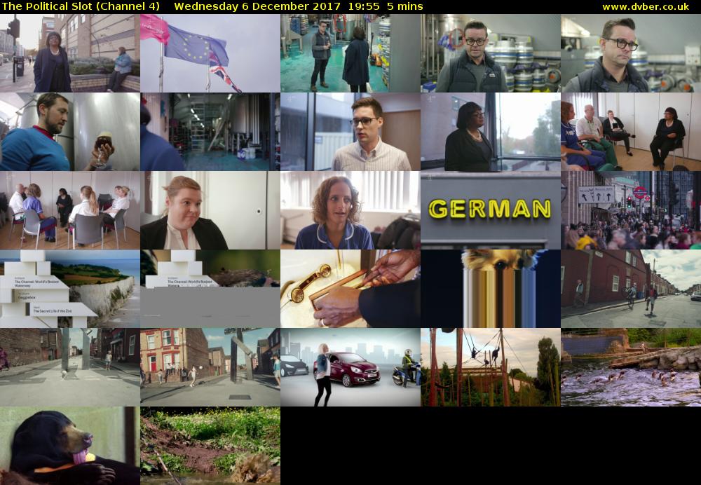 The Political Slot (Channel 4) Wednesday 6 December 2017 19:55 - 20:00