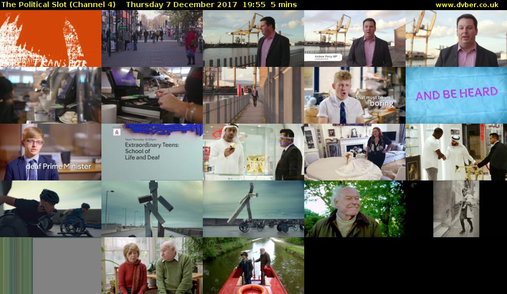 The Political Slot (Channel 4) Thursday 7 December 2017 19:55 - 20:00