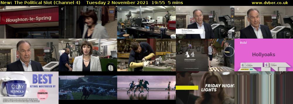 The Political Slot (Channel 4) Tuesday 2 November 2021 19:55 - 20:00