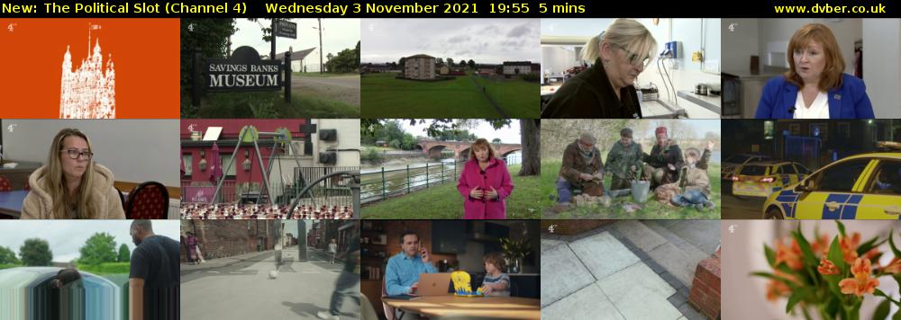 The Political Slot (Channel 4) Wednesday 3 November 2021 19:55 - 20:00
