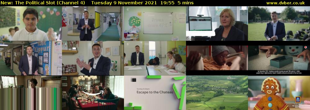 The Political Slot (Channel 4) Tuesday 9 November 2021 19:55 - 20:00