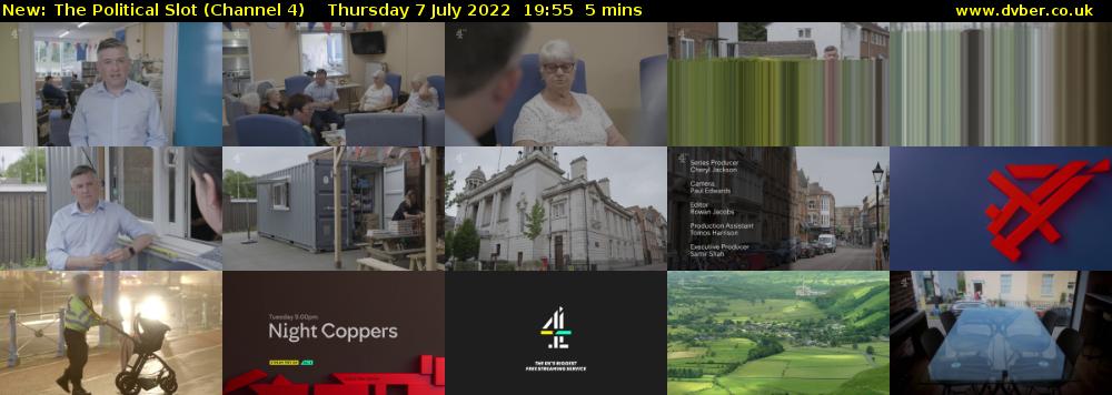 The Political Slot (Channel 4) Thursday 7 July 2022 19:55 - 20:00