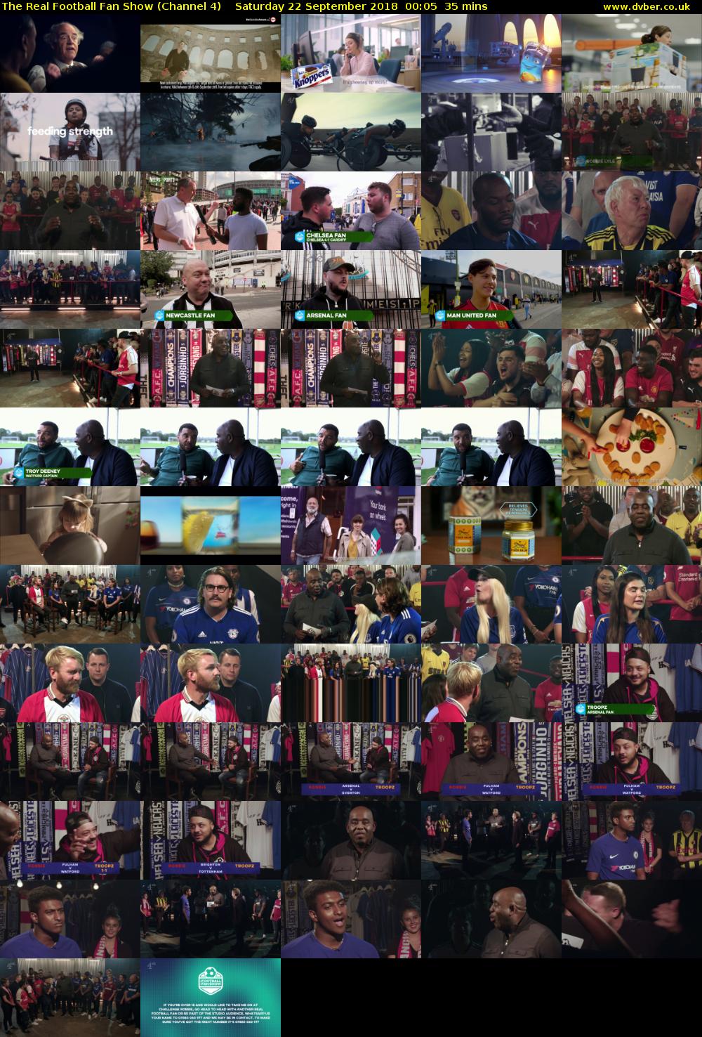 The Real Football Fan Show (Channel 4) Saturday 22 September 2018 00:05 - 00:40