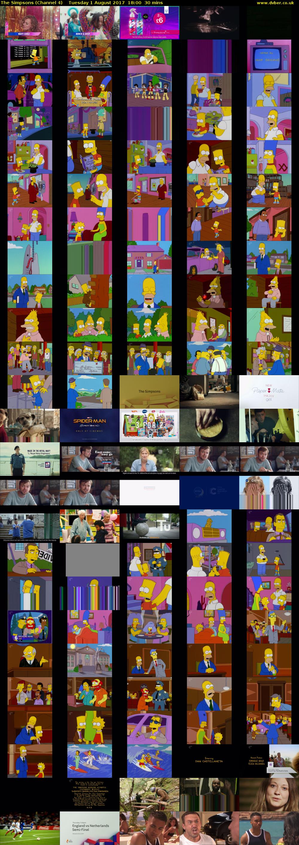 The Simpsons (Channel 4) Tuesday 1 August 2017 18:00 - 18:30