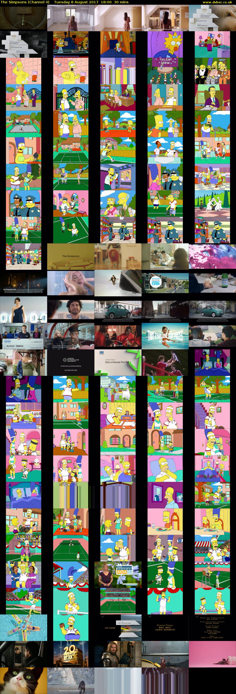 The Simpsons (Channel 4) Tuesday 8 August 2017 18:00 - 18:30