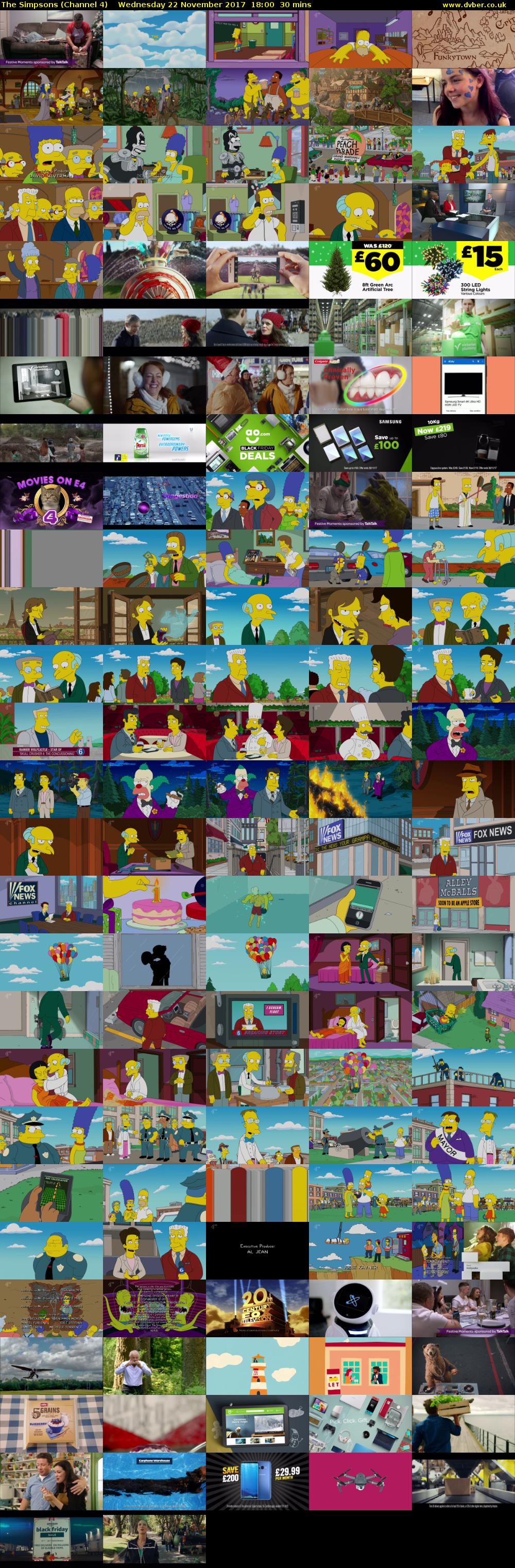 The Simpsons (Channel 4) Wednesday 22 November 2017 18:00 - 18:30