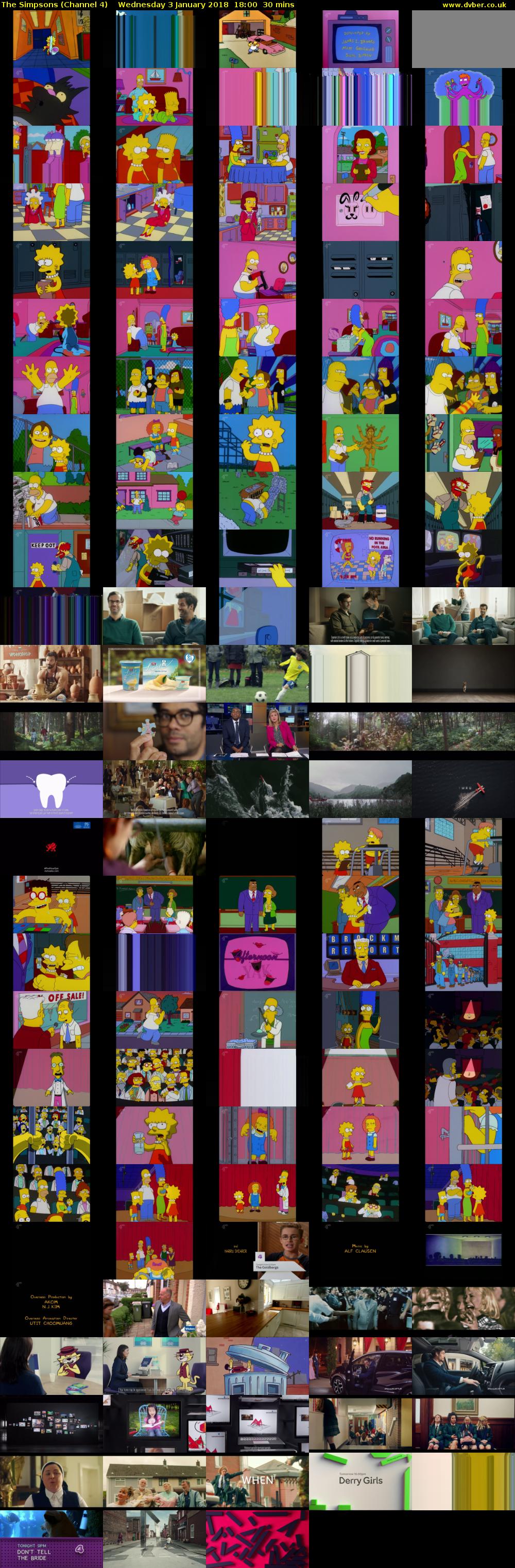 The Simpsons (Channel 4) Wednesday 3 January 2018 18:00 - 18:30