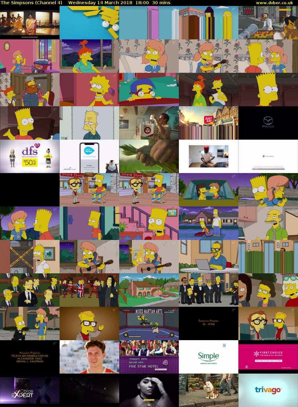 The Simpsons (Channel 4) Wednesday 14 March 2018 18:00 - 18:30