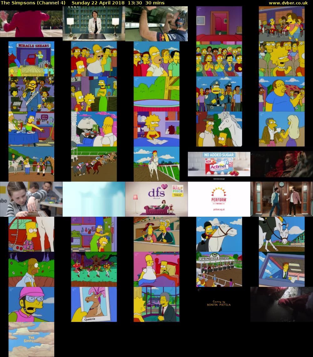 The Simpsons (Channel 4) Sunday 22 April 2018 13:30 - 14:00