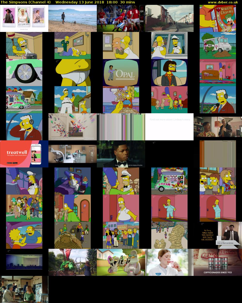 The Simpsons (Channel 4) Wednesday 13 June 2018 18:00 - 18:30