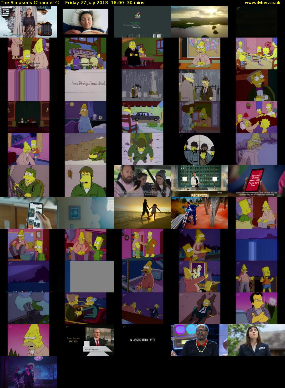 The Simpsons (Channel 4) Friday 27 July 2018 18:00 - 18:30