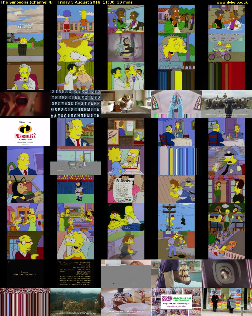 The Simpsons (Channel 4) Friday 3 August 2018 11:30 - 12:00