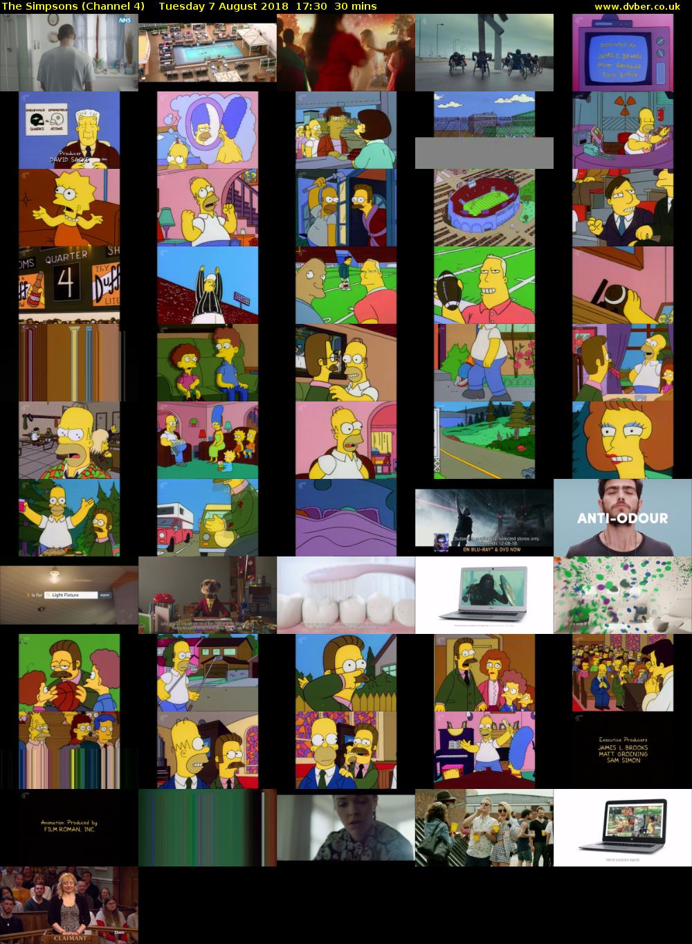 The Simpsons (Channel 4) Tuesday 7 August 2018 17:30 - 18:00