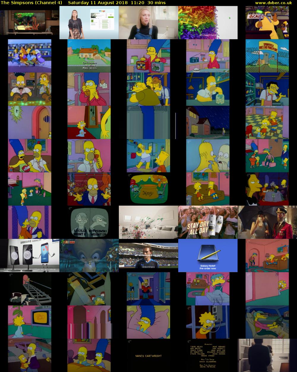 The Simpsons (Channel 4) Saturday 11 August 2018 11:20 - 11:50