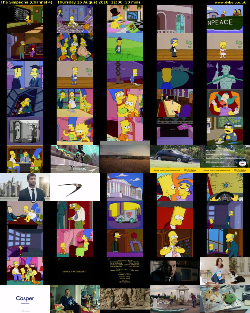 The Simpsons (Channel 4) Thursday 16 August 2018 11:00 - 11:30