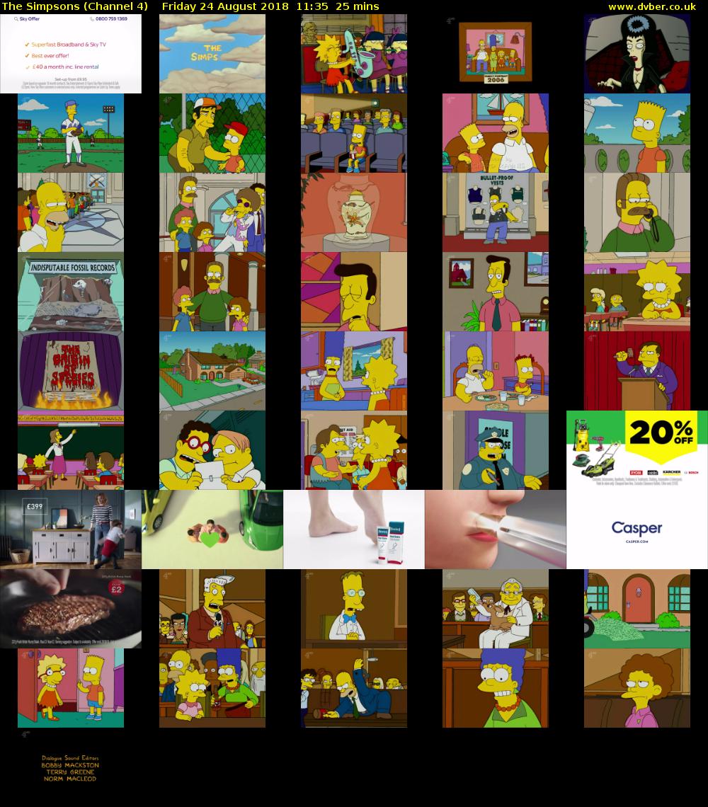 The Simpsons (Channel 4) Friday 24 August 2018 11:35 - 12:00