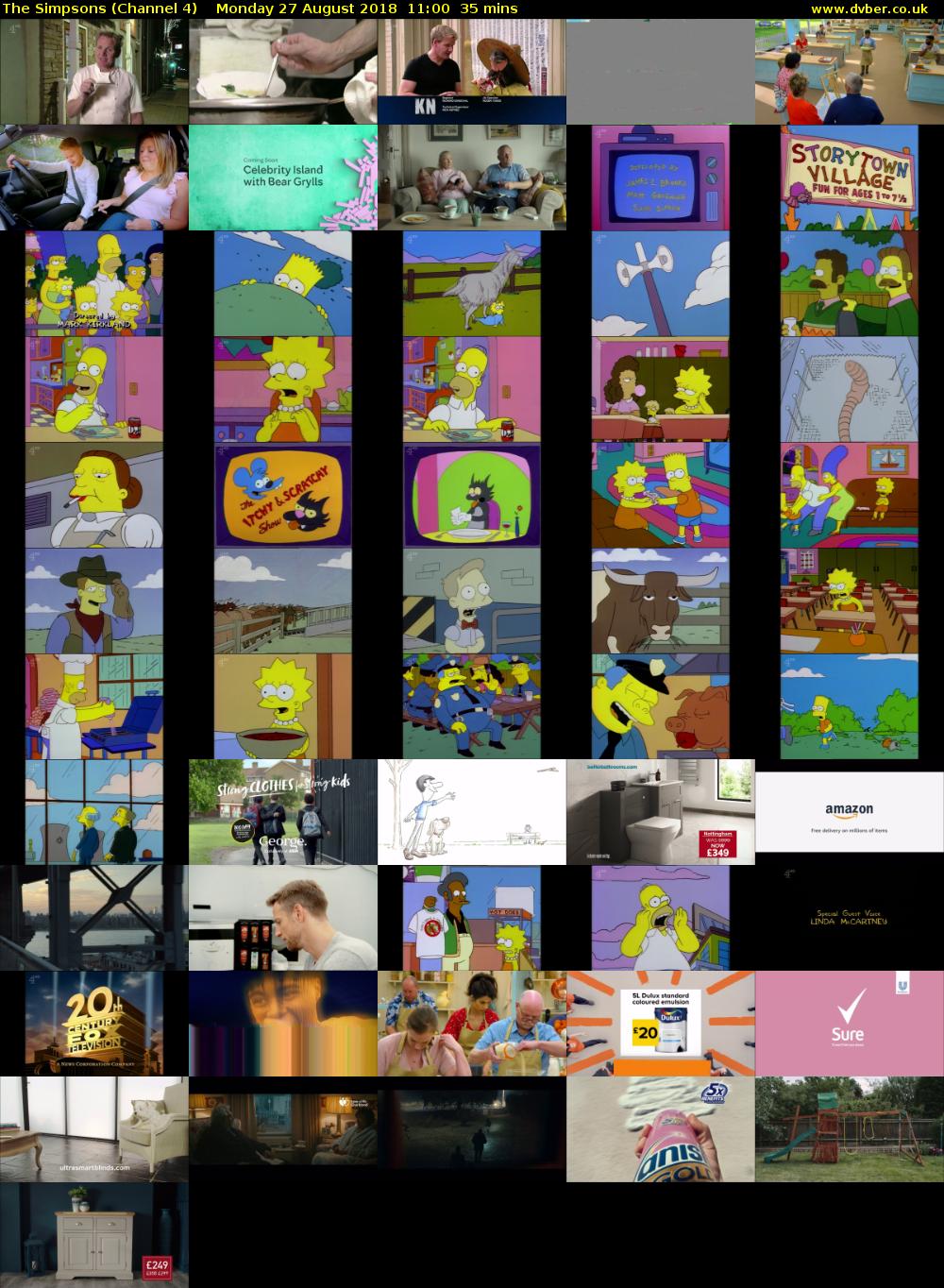 The Simpsons (Channel 4) Monday 27 August 2018 11:00 - 11:35