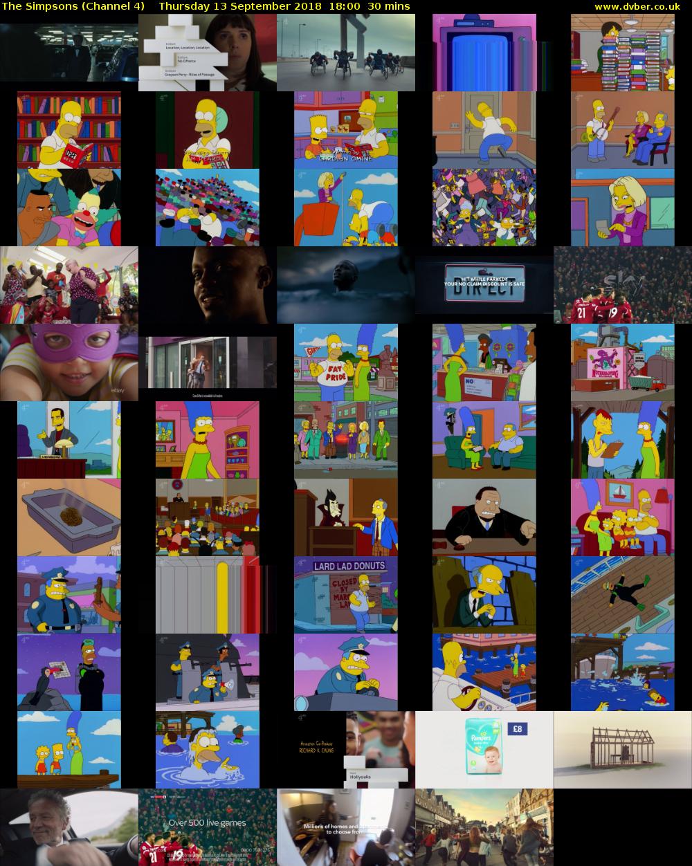 The Simpsons (Channel 4) Thursday 13 September 2018 18:00 - 18:30